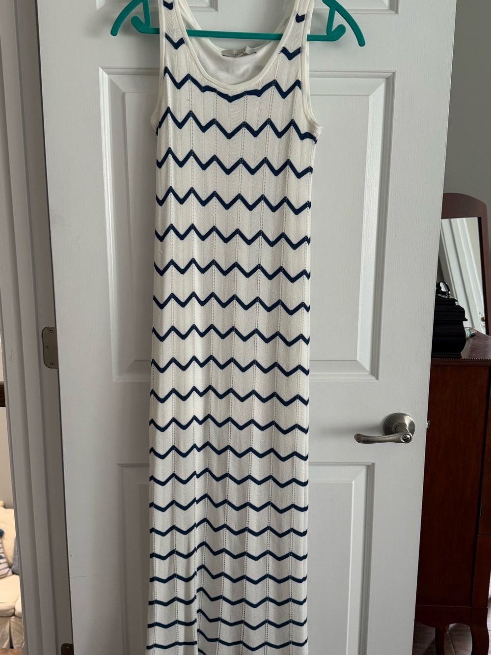 LOFT White Top with Navy Trim